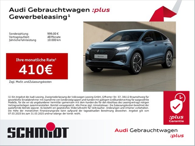 Audi Q4 Sportback e-tron 55 quattro Advanced S line LM21 HuD Matrix LED AHK Navi+ Leder Sports. Wärmepumpe