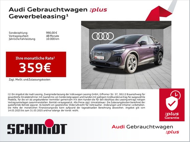 Audi Q4 Sportback e-tron 45 AHK Sports. LM20 Wärmepumpe