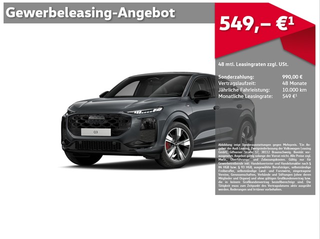Audi Q3 Sportback TFSI UPE 62.015,00 EUR 2x S line, Pano, Kamera, LM19
