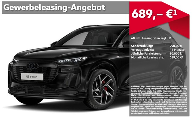 Audi Q6 e-tron SUV Q 2X S LINE BUSINESS 0,25% SOFORT AHK PANO B&O HEAD UP TECH PRO