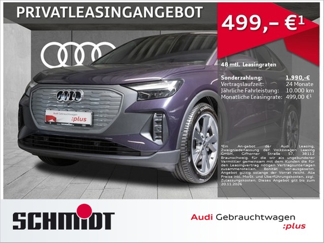 Audi Q4 Sportback e-tron 40 ACC AHK LM20 Wärmepumpe Navi Pro Sports.