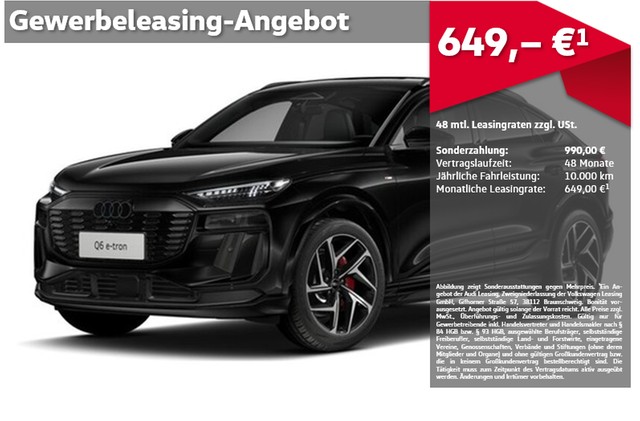 Audi Q6 e-tron Sportback performance UPE 98.730,00 2x S line, AHK, Pano. B&O