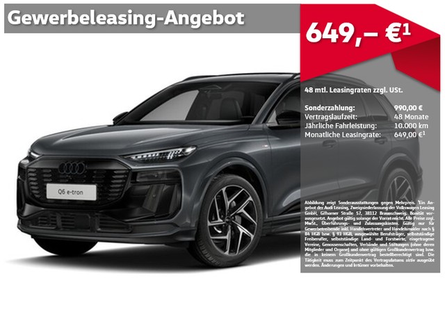 Audi Q6 e-tron SUV quattro S LINE BUSINESS 0,25% PANO AHK B&O HEAD-UP TECH PRO