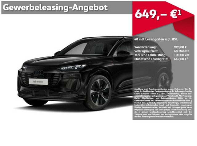 Audi Q6 e-tron SUV quattro S LINE BUSINESS 0,25% AHK PANO B&O HEAD-UP LUFT TECH PRO
