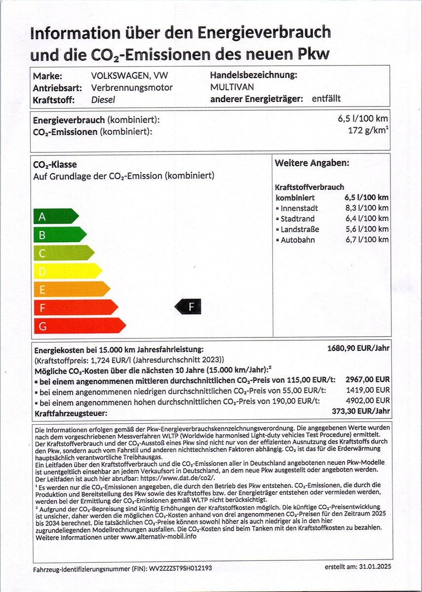 Volkswagen Multivan Life TAXI 2,0 l 110 kW TDI SCR LÜ Taxi LANG Kurzzulassung Taxi LÜ 2,0 TDI DSG